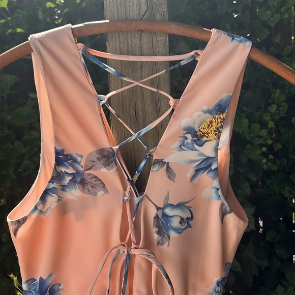 Lulu’s Garden Walk Blush Pink Lace Up Skater Mini Dress - Picture 7 of 8